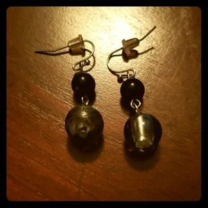 Black/ Silver Dangle Earrings
